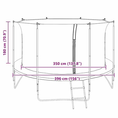 Veiligheidsnet voor 3,96 m ronde trampoline 9