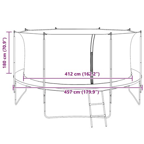 Veiligheidsnet voor 4,57 m ronde trampoline 9
