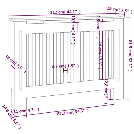 Radiatorombouw 112 cm bewerkt hout wit 5