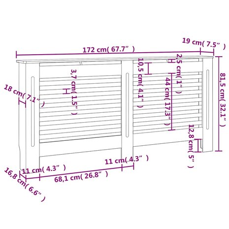 Radiatorombouw 172x19x81,5 cm MDF antraciet 9