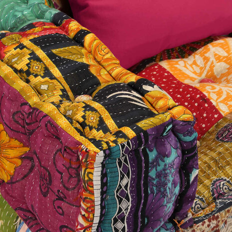 Poef vierzits modulair stof patchwork 6