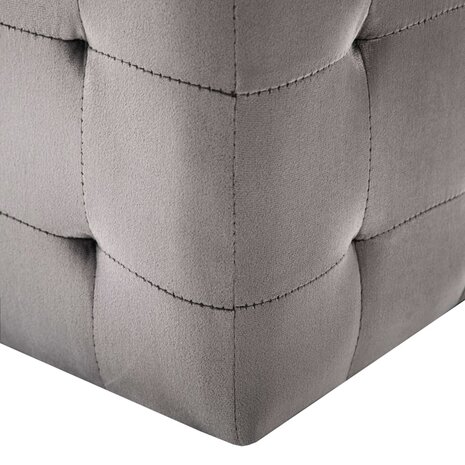 Poef 2 st 30x30x30 cm fluweel grijs 5