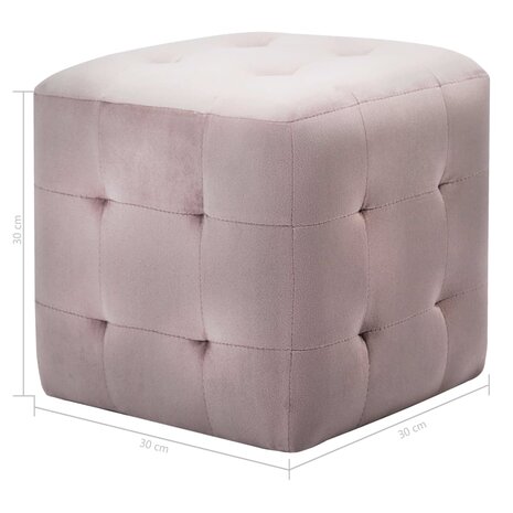 Poef 2 st 30x30x30 cm fluweel roze 5