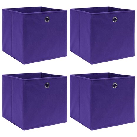 Opbergboxen 4 st 32x32x32 cm stof paars 1
