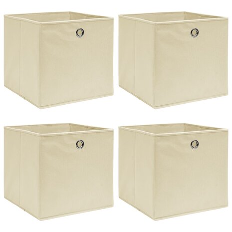 Opbergboxen 4 st 32x32x32 cm stof cr&egrave;mekleurig 1