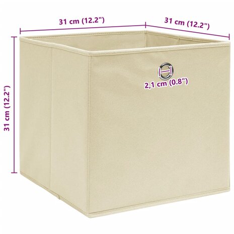 Opbergboxen 4 st 32x32x32 cm stof cr&egrave;mekleurig 5