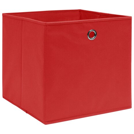 Opbergboxen 4 st 32x32x32 cm stof rood 2