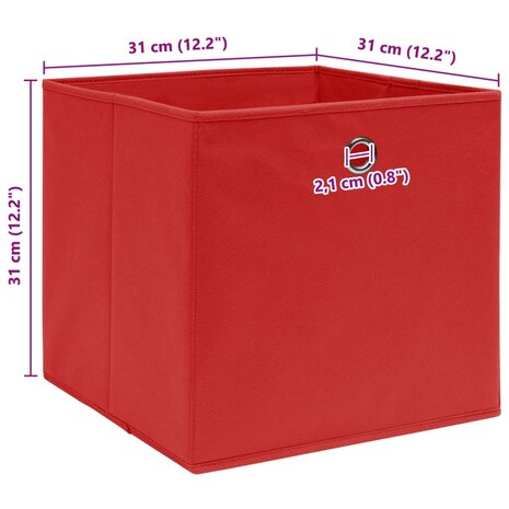 Opbergboxen 4 st 32x32x32 cm stof rood 5