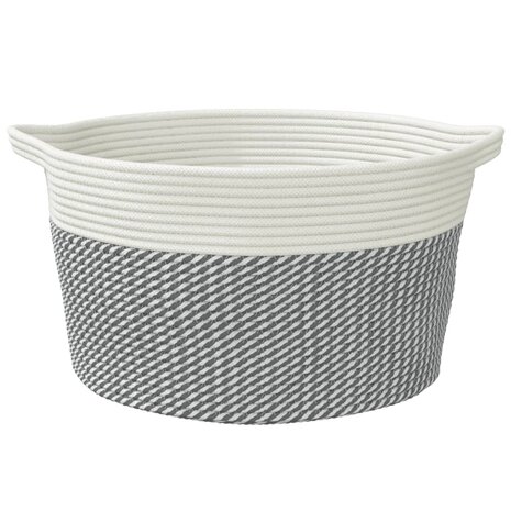 Opbergmand &Oslash; 40x25 cm katoen grijs en wit 4