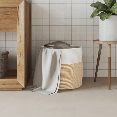 Opbergmand &Oslash; 40x35 cm katoen bruin en wit 3