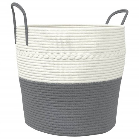 Opbergmand &Oslash; 43x38 cm katoen grijs en wit 2