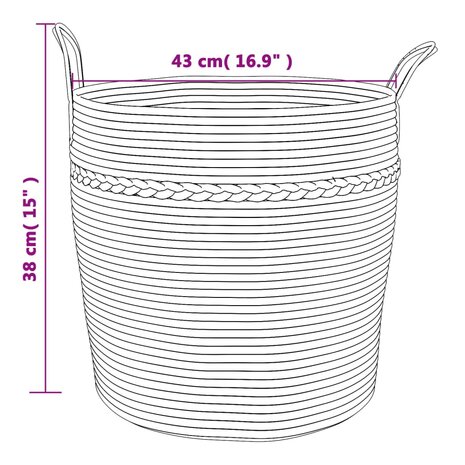 Opbergmand &Oslash; 43x38 cm katoen grijs en wit 9