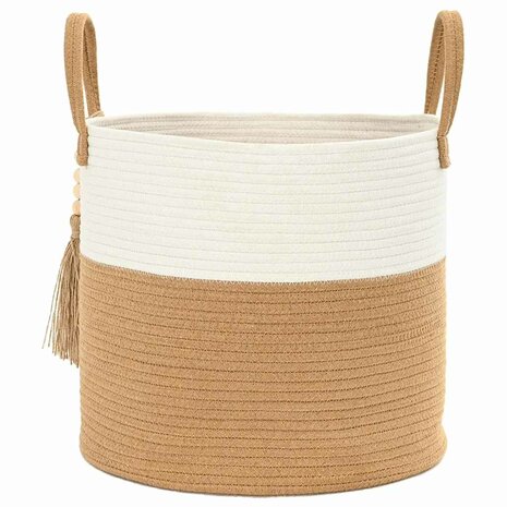 Opbergmand &Oslash; 40x35 cm katoen bruin en wit 4