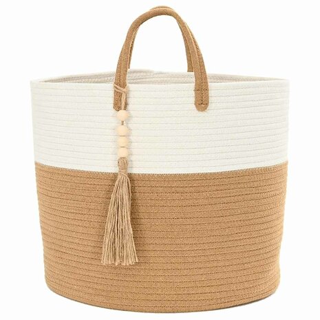 Opbergmand &Oslash; 40x35 cm katoen bruin en wit 5