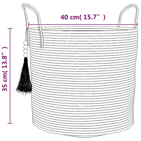 Opbergmand &Oslash; 40x35 cm katoen bruin en wit 9