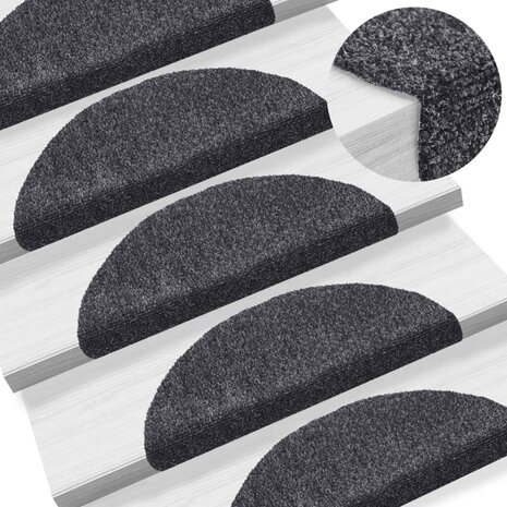 Trapmatten Zelfklevend 15 stuks 56x17x3 cm Donkergrijs Halfrond 1
