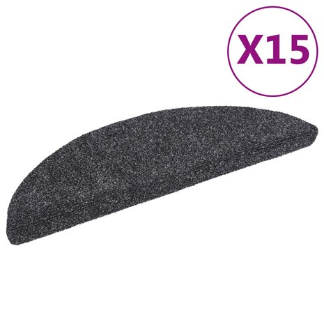 Trapmatten Zelfklevend 15 stuks 56x17x3 cm Donkergrijs Halfrond 2