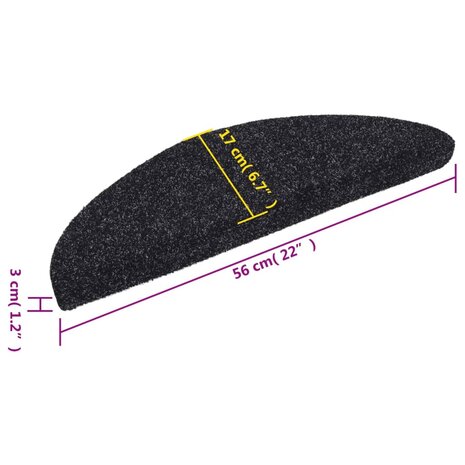 Trapmatten Zelfklevend 15 stuks 56x17x3 cm Zwart Halfrond 8