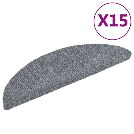 Trapmatten Zelfklevend 15 stuks 56x17x3 cm Lichtgrijs Halfrond 2