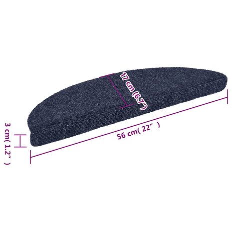 Trapmatten Zelfklevend 15 stuks 56x17x3 cm Blauw Halfrond 8