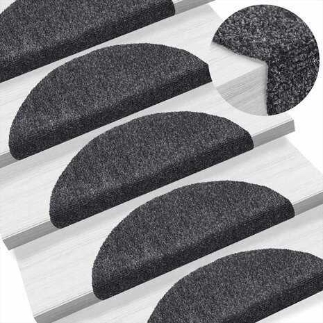 Trapmatten Zelfklevend 5 stuks 56x17x3 cm Donkergrijs Halfrond 5