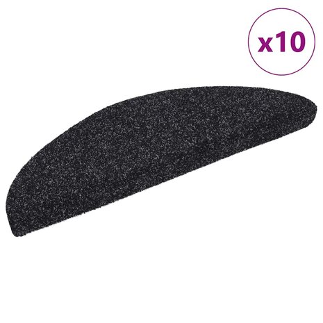 Trapmatten Zelfklevend 10 stuks 56x17x3 cm Zwart Halfrond 1