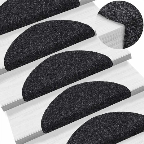 Trapmatten Zelfklevend 10 stuks 56x17x3 cm Zwart Halfrond 5