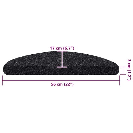 Trapmatten Zelfklevend 10 stuks 56x17x3 cm Zwart Halfrond 8
