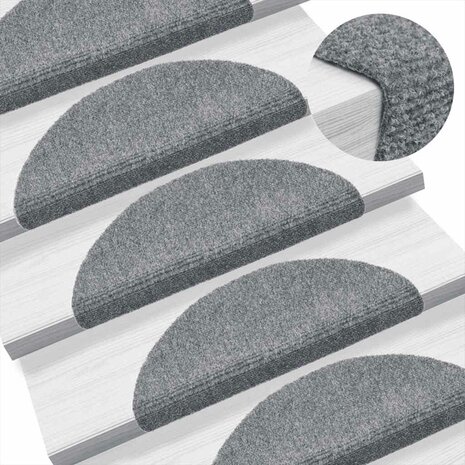 Trapmatten Zelfklevend 5 stuks 56x17x3 cm Lichtgrijs Halfrond 5
