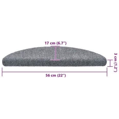 Trapmatten Zelfklevend 5 stuks 56x17x3 cm Lichtgrijs Halfrond 8