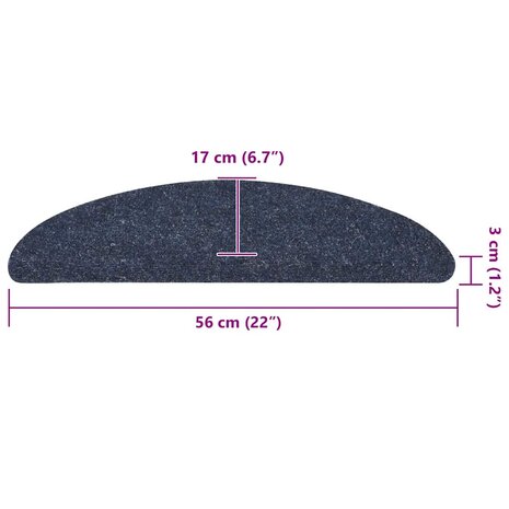 Trapmatten Zelfklevend 5 stuks 56x17x3 cm Blauw Halfrond 8