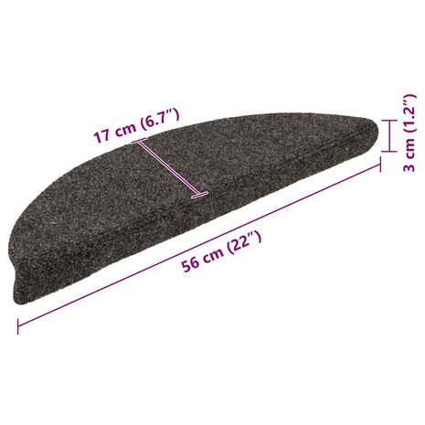 Trapmatten Zelfklevend 10 st 56x17x3 cm Antraciet Halfrond 8