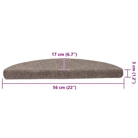 Trapmatten Zelfklevend 5 stuks 56x17x3 cm Beige Halfrond 8