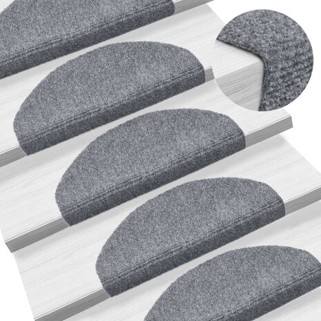 Trapmatten Zelfklevend 5 stuks 65x21x4 cm Lichtgrijs Halfrond Groot 1