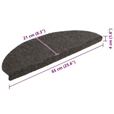 Trapmatten Zelfklevend 5 stuks 65x21x4 cm Antraciet Halfrond Groot 8