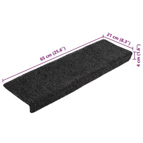 Trapmatten zelfklevend 10 stuks 65x21x4 cm donkergrijs rechthoekige rand 8