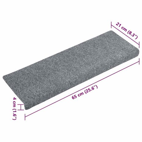 Trapmatten Zelfklevend 5 stuks 65x21x4 cm Lichtgrijs Rechthoekige Rand 8