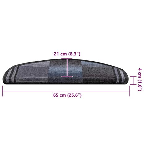 Trapmatten zelfklevend 5 st 65x21x4 cm zwart en grijs 9