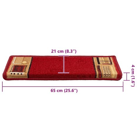 Trapmatten zelfklevend 5 st 65x21x4 cm rood 9