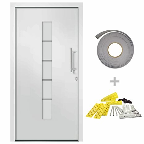 Voordeur 100x210 cm aluminium en PVC wit 2