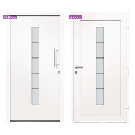 Voordeur 100x210 cm aluminium en PVC wit 7