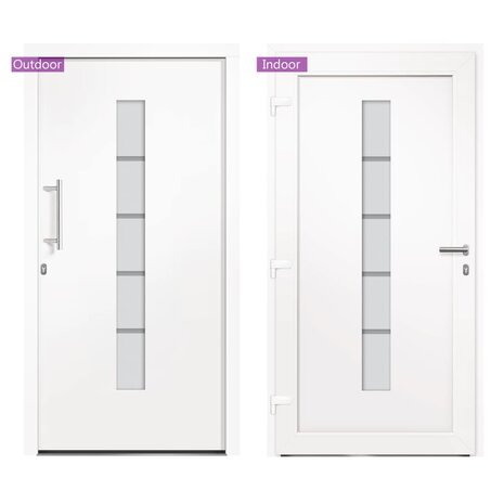 Voordeur 100x210 cm aluminium en PVC wit 6