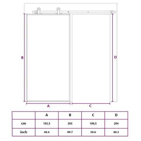 Schuifdeur 102,5x205 cm ESG-glas en aluminium zwart 8
