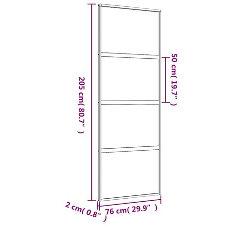 Schuifdeur 76x205 cm helder ESG-glas en aluminium goudkleurig 9
