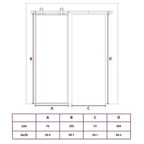 Schuifdeur 76x205 cm helder ESG-glas en aluminium goudkleurig 10