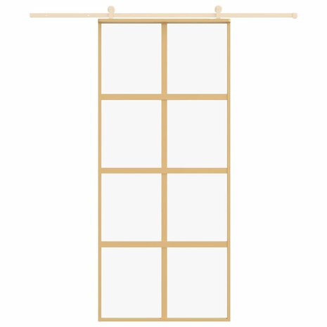 Schuifdeur 90x205 cm helder ESG-glas en aluminium goudkleurig 3
