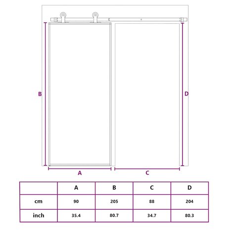 Schuifdeur 90x205 cm helder ESG-glas en aluminium goudkleurig 10