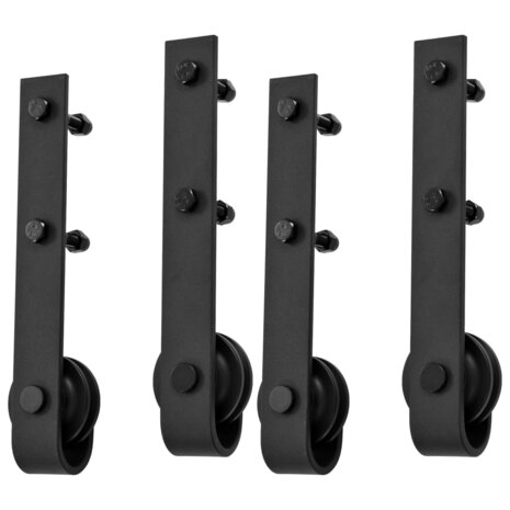 Hardwaresets voor schuifdeuren 2 st 183 cm staal zwart 5