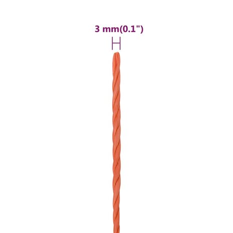 Werktouw 3 mm 500 m polypropeen oranje 6
