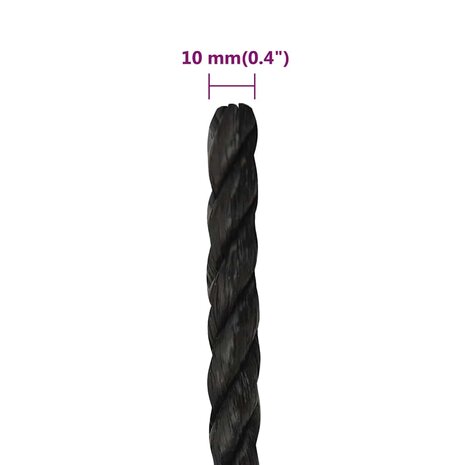 Werktouw 10 mm 50 m polypropeen zwart 6